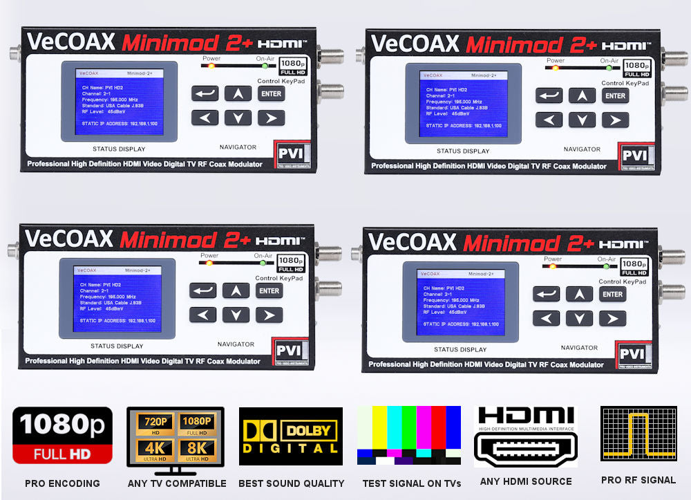 MINIMOD-2+ 4-Pack — HDMI modulator 4-pack bundle deal - four MINIMOD-2+ units