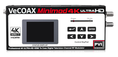 VeCOAX MINIMOD 4K modulator HDMI and coaxial connections