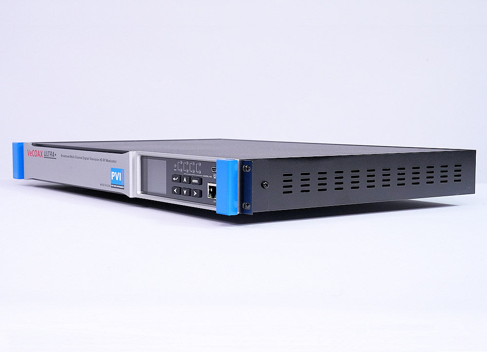 VeCOAX ULTRA+ Multichannel — multi hdmi hd rf modulator for qam atsc dtv hdtv digital tv channels distribution rack mountable left view