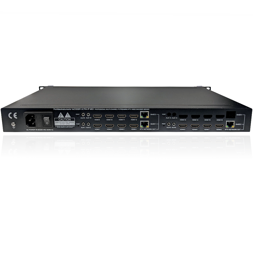 VeCODER ULTRA HD 12-channel HDMI IPTV encoder rear input panel
