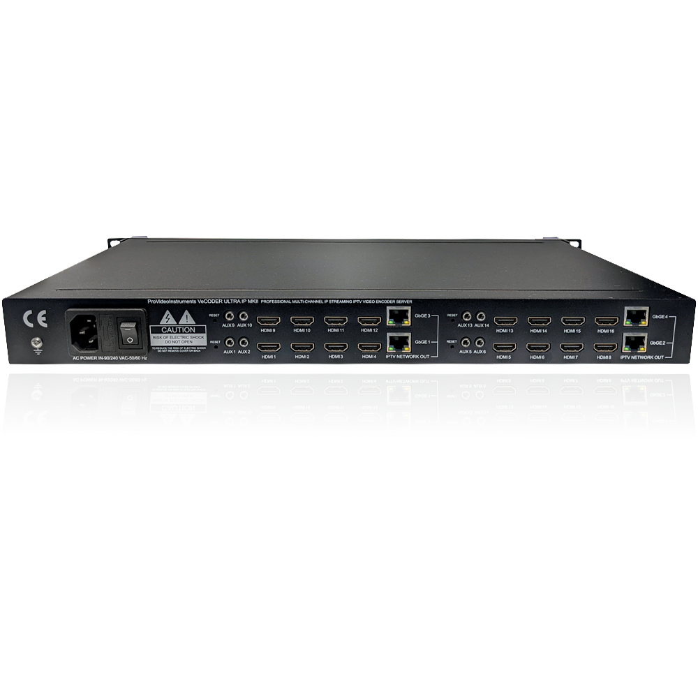 VeCODER ULTRA HD 16-channel HDMI IPTV encoder rear input panel