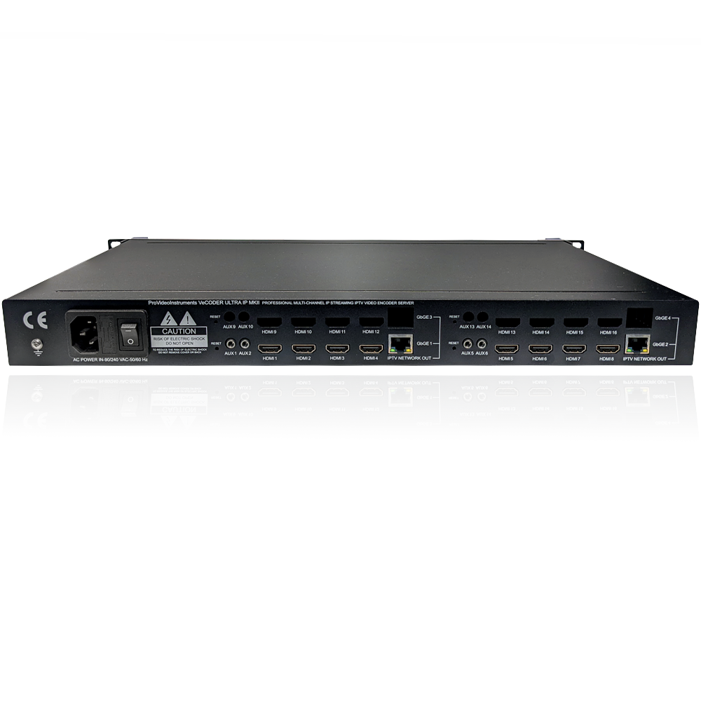 VeCODER ULTRA HD 8-channel HDMI IPTV encoder rear input panel