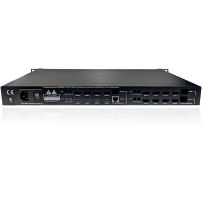 VeCODER ULTRA HD HEVC 4-channel HDMI IPTV encoder rear input panel