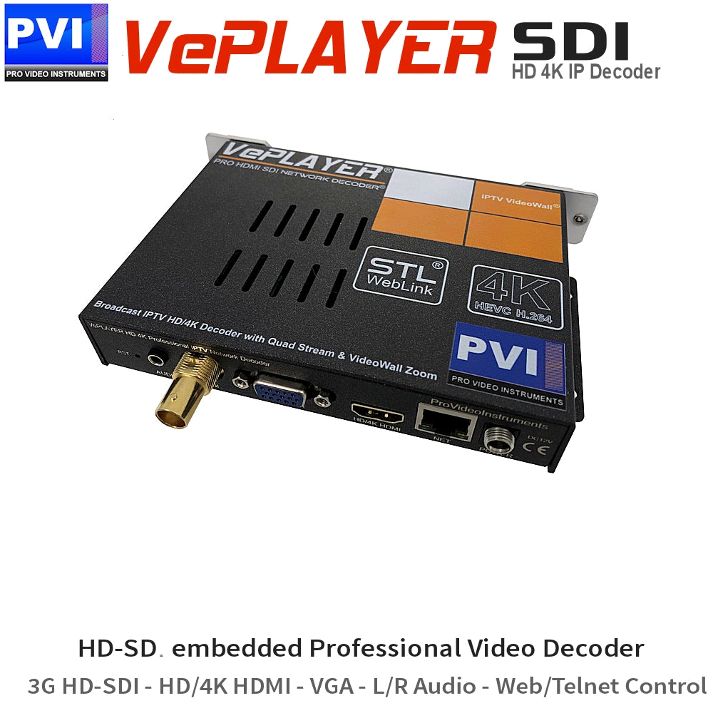 VePLAYER-SDI broadcast 3G-SDI video decoder front view
