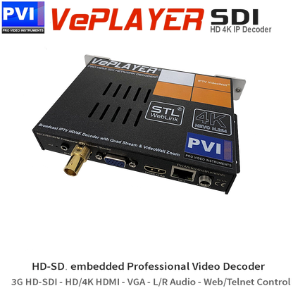 VePLAYER-SDI broadcast 3G-SDI video decoder front view