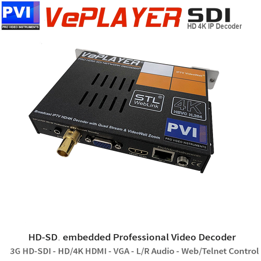 VePLAYER-SDI broadcast 3G-SDI video decoder front view