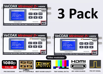 Video modulator 3-pack bundle deal - three MINIMOD 2+ units