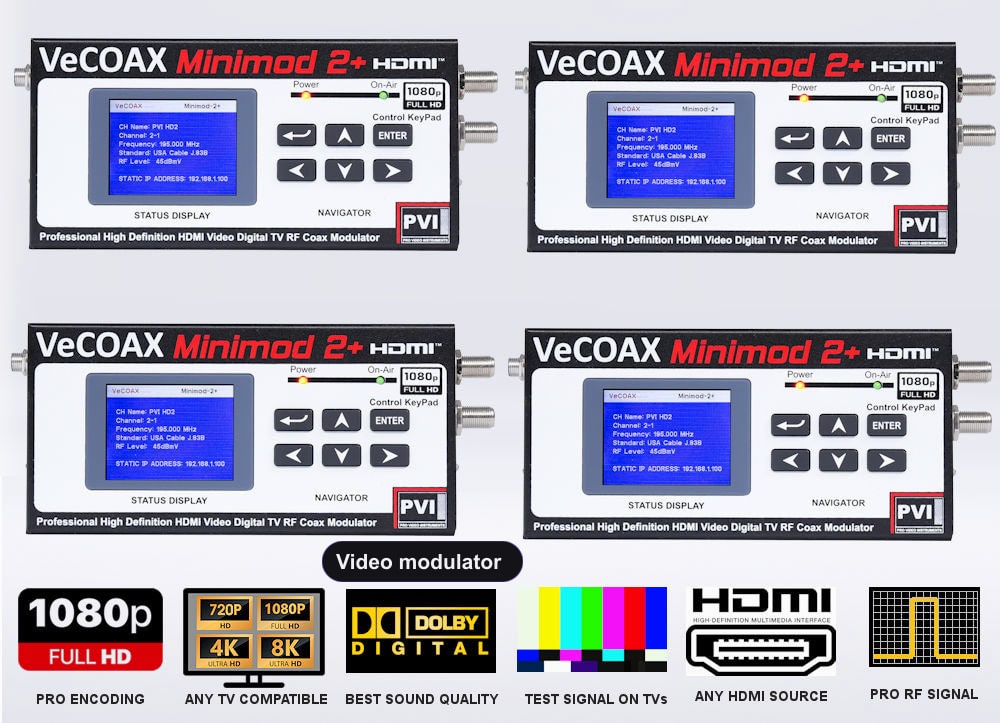 Video modulator 4-pack bundle deal - four MINIMOD 2+ units