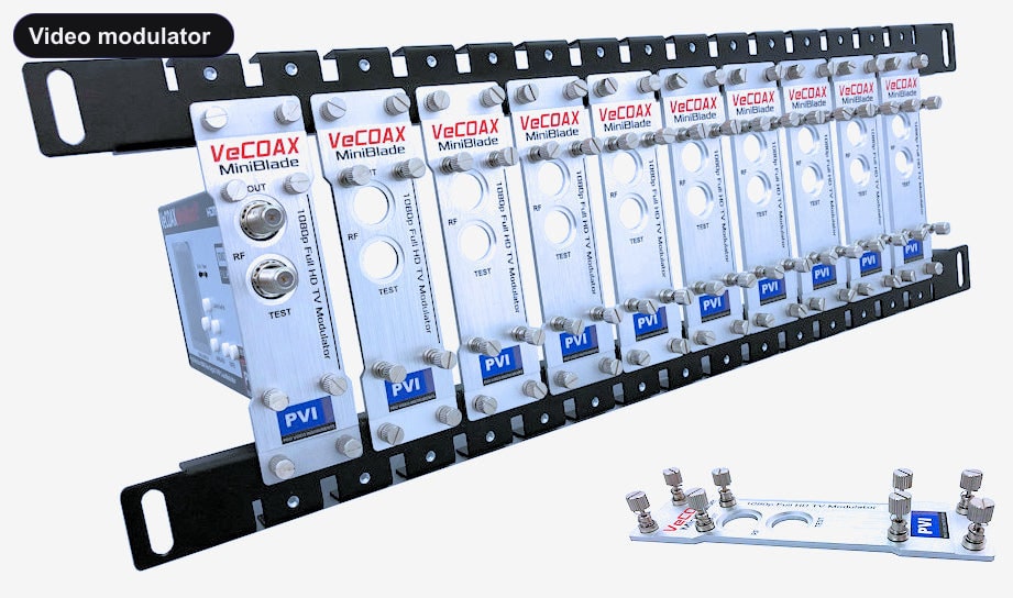 Video modulator blade rack kit mount 10 or more units in single rack space