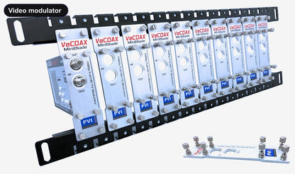 Video modulator blade rack kit mount 10 or more units in single rack space