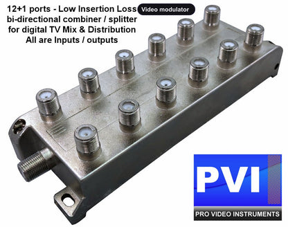 Video modulator coaxial combiner splitter for digital TV channel distribution multi modulator combining