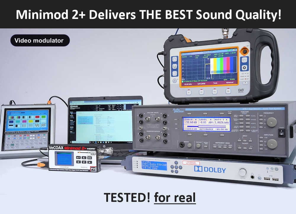 Video modulator broadcast-grade Dolby Digital AC-3 audio test results
