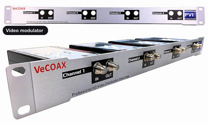 Video modulator rack mount 4 channels in single 1RU panel