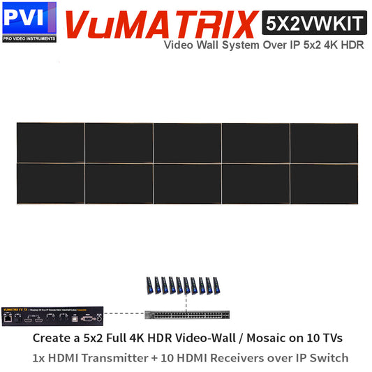 VuMATRIX 4K Video Wall 5x2 kit 10 displays by Pro Video Instruments
